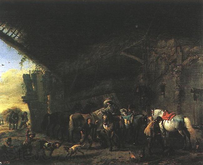 WOUWERMAN, Philips Scene in front of an Inn wet Norge oil painting art